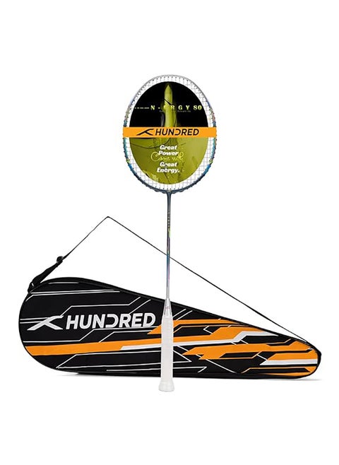 N-ERGY 80 Carbon Fibre Strung Badminton Racket with Full Racket Cover | For Intermediate Players | 80 grams | Maximum String Tension - 32lbs