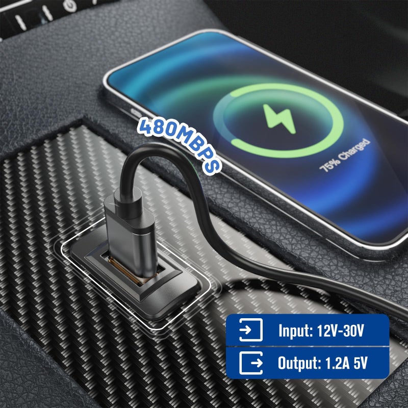 Anina USB Port Car Charger for Honda, Male to Female USB Power Socket Adapter, Panel Flush Mount Extension Cable for Civic CRV Accord Jazz Odyssey, Square Vehicle Dash Port Kit (44 * 26mm) - Image 3