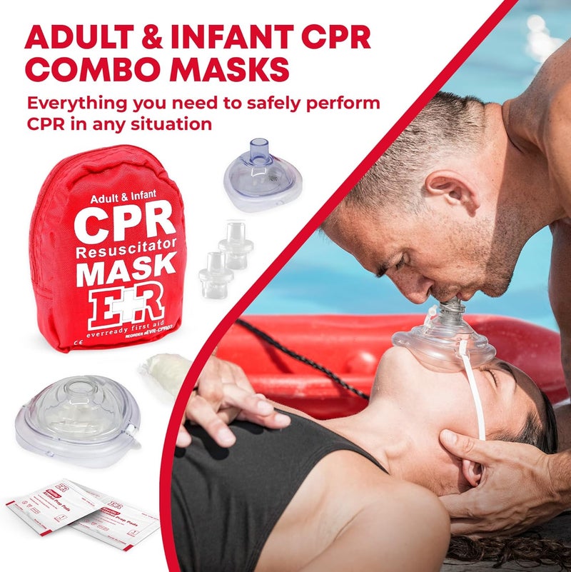 Ever Ready First Aid حقيبة خصر مجهزة بالكامل مع مجموعة إسعافات أولية مكونة من 72 قطعة مع أقنعة CPR للبالغين والرضع - Image 3