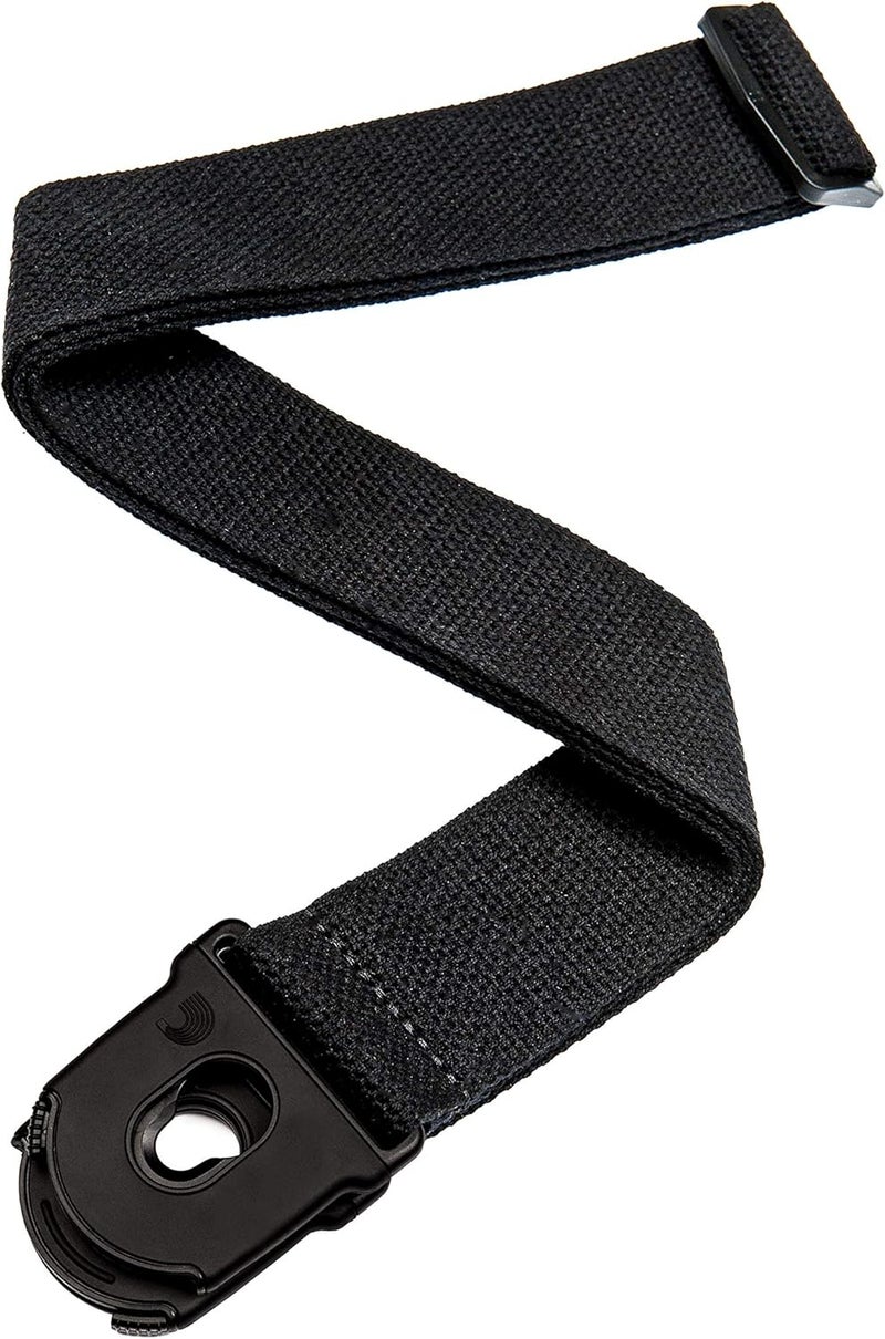 D'Addario Locking Guitar Strap - Black Cotton - Image 1