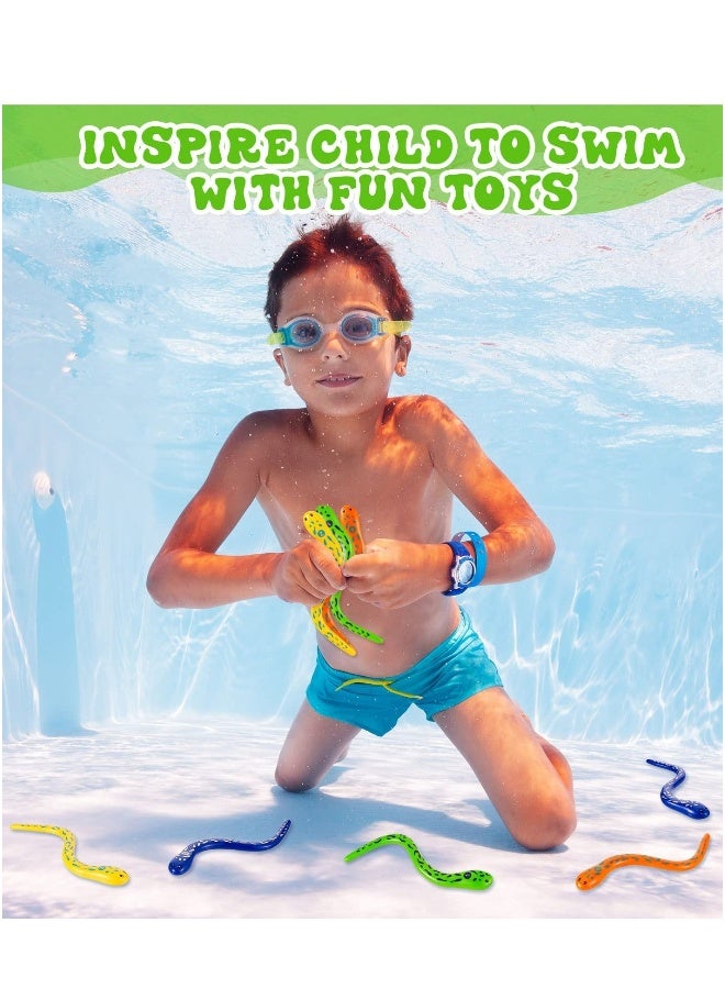 8 Pcs Pool Diving Toys, Water Snake Underwater Swimming Pool Toys, Training Dive Toys for Toddlers, Teens, and Adults, Bath Catch Game - Image 2