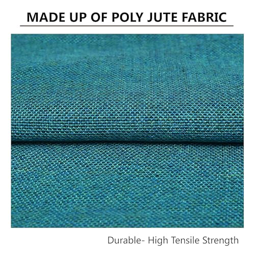 Yellow Weaves Jute Texture Cushion Covers, 16 X 16 Inches, Blue, Set of 5, 250 TC - Image 3