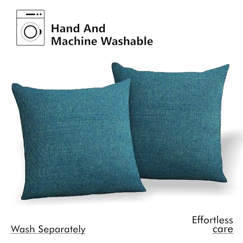 Yellow Weaves Jute Texture Cushion Covers, 16 X 16 Inches, Blue, Set of 5, 250 TC - Image 4