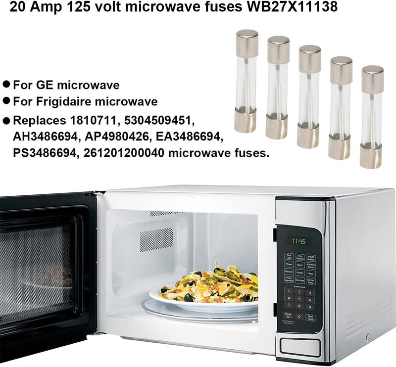 FBULWSEC 5 Pack 5304509451 Microwave Oven Fuse for GE, Frigidaire, Kenmore Microwave, 20 Amp 125 Volt-Replaces 1810711, EA3486694, PS3486694, AH3486694, AP4980426 - Image 3