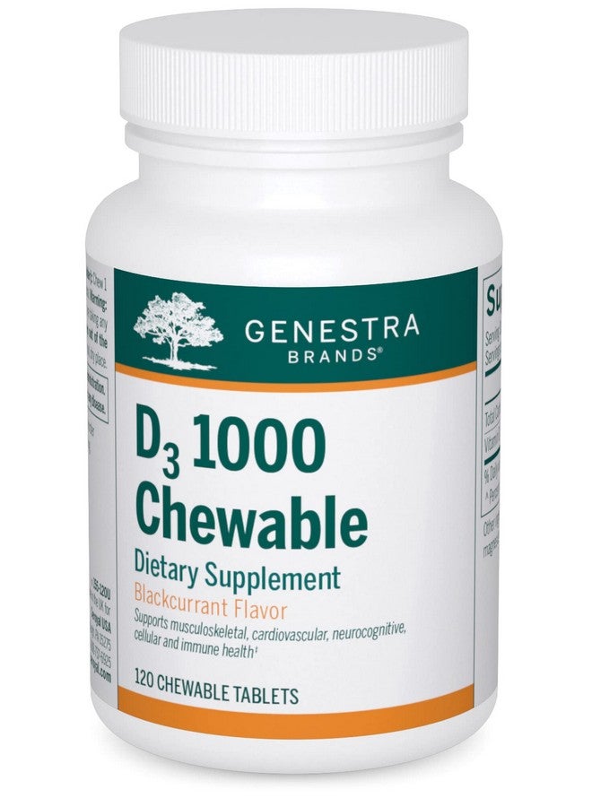 Genestra Brands D3 1000 Chewable | Vitamin D Supplement | 120 Chewable Tablets | Natural Blackcurrant Flavor - Image 1