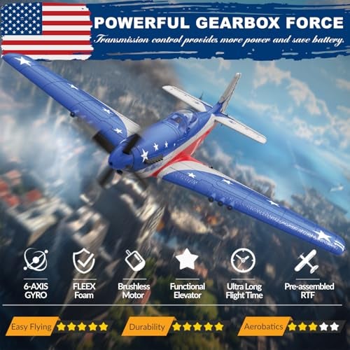 LEAMBE 4 Channel RC Plane Ready to Fly Aerobatic Aircraft Easy Control for Beginners P51 Mustang RC Airplane for Adults BlueRed - Image 5