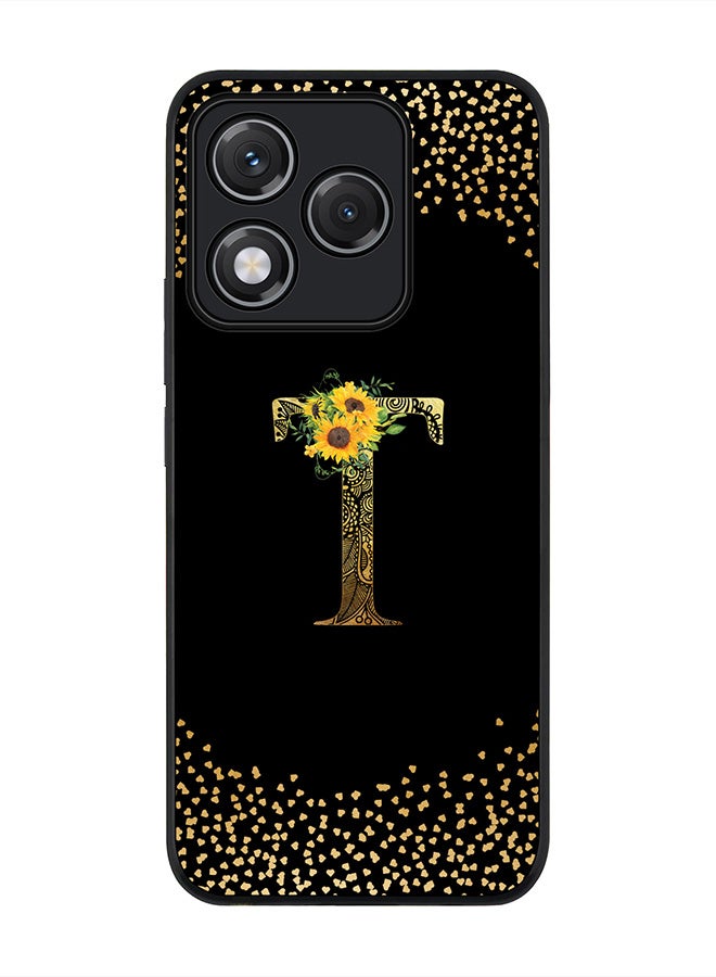 Stylizedd For Honor 400 Lite Case,Slim fit Camera Protection, Shockproof Thin Phone cover  - Custom Floral Monogram - T ( Black )