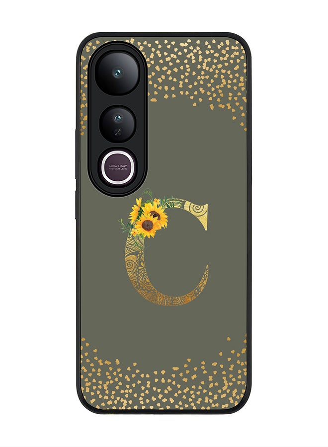 Stylizedd For vivo V50 Lite Case,Slim fit Camera Protection, Shockproof Thin Phone cover  - Custom Floral Monogram - C  (Olive Green )