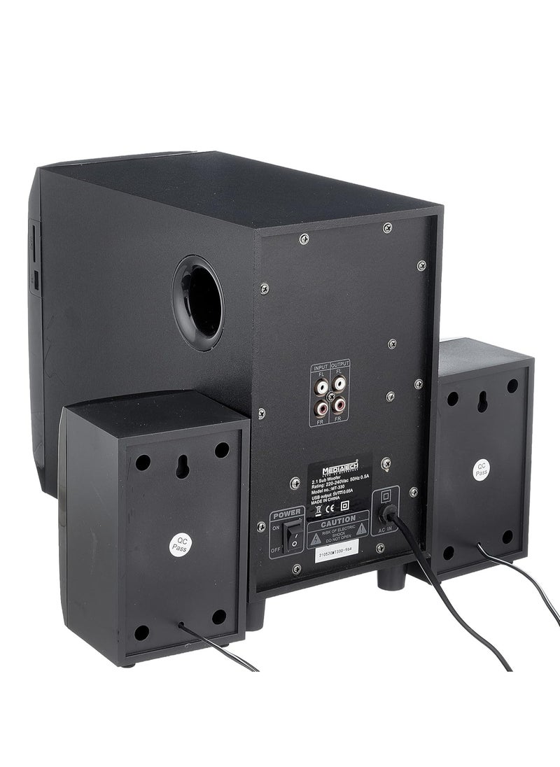 Mediatech - 2.1 Stereo Speaker, 45 Watt, Bluetooth, SDA, Usb,  Remote ,RCA cable ,MT- 330/ Black (1 Year Warranty) - Image 1