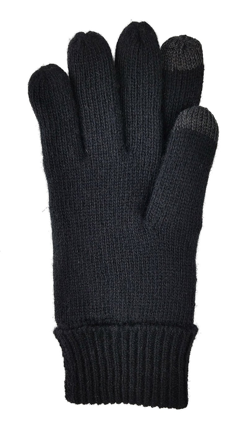 BRUCERIVER Men Pure Wool Knitted Gloves with Thinsulate Lining Size S/M (Black Touchscreen) - Image 3
