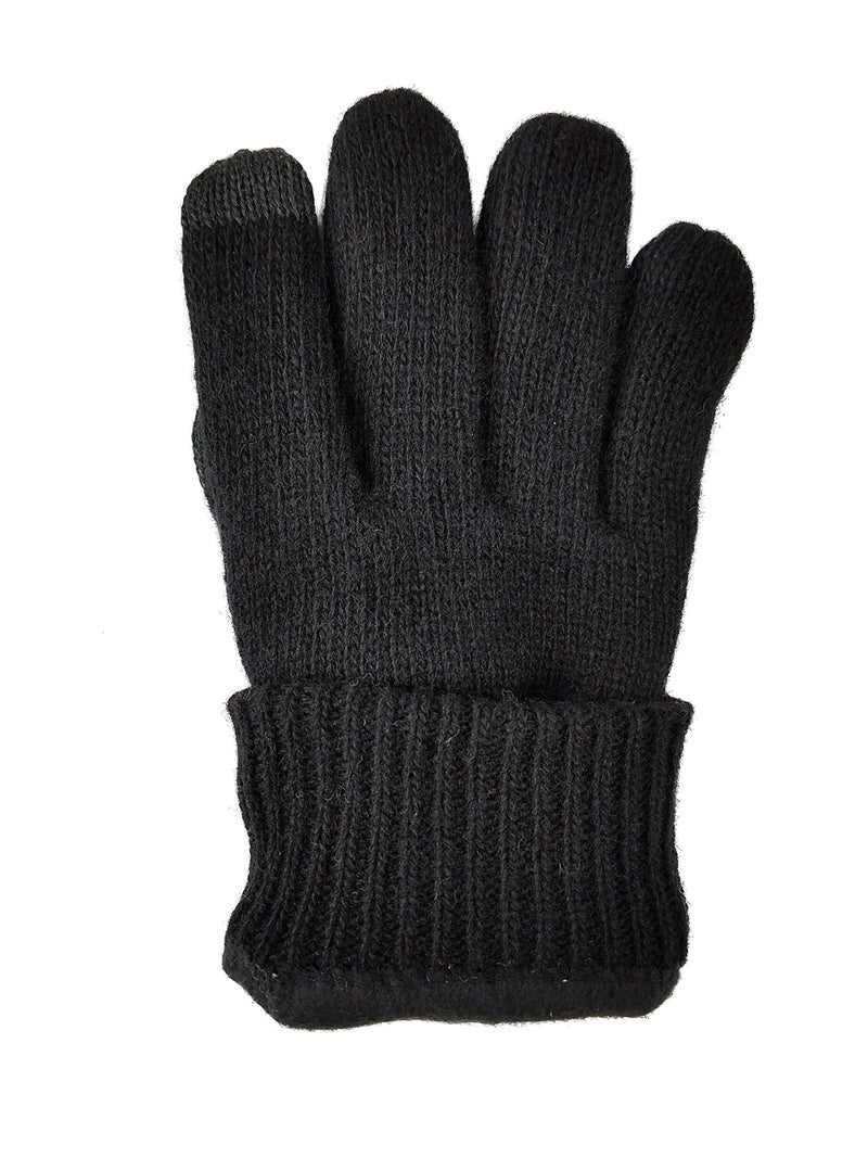 BRUCERIVER Men Pure Wool Knitted Gloves with Thinsulate Lining Size S/M (Black Touchscreen) - Image 4