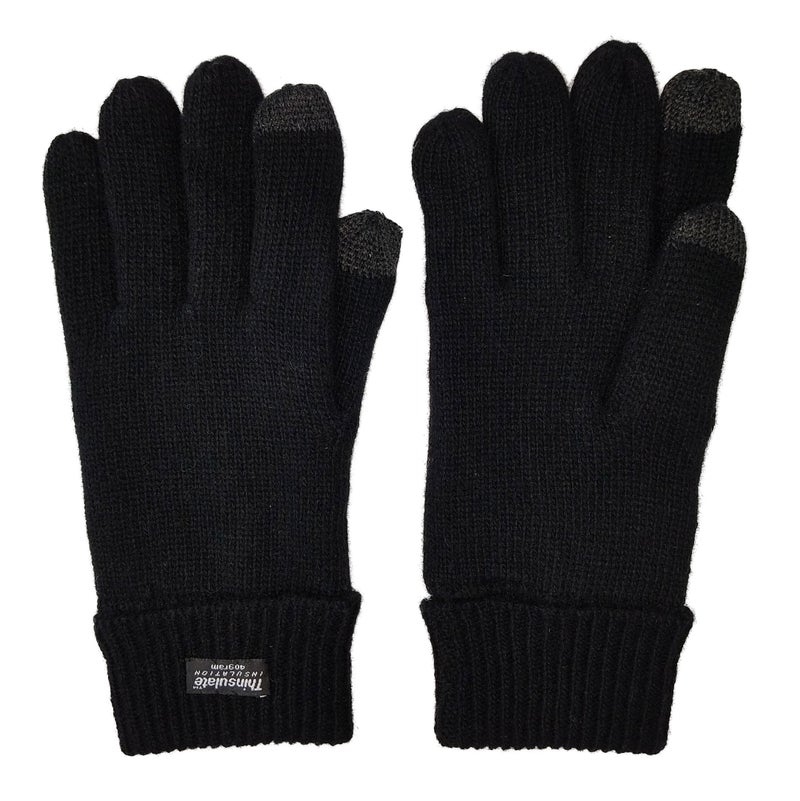BRUCERIVER Men Pure Wool Knitted Gloves with Thinsulate Lining Size S/M (Black Touchscreen) - Image 5