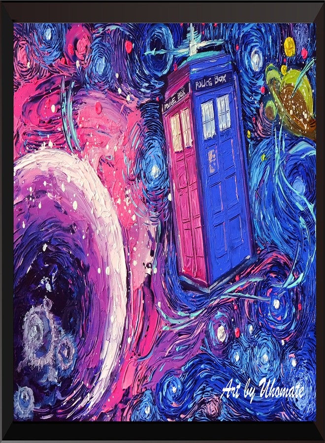 Uhomate Tardis Dr Who Doctor Telephone Booth Wall Decor Vincent Van Gogh Starry Night Posters Home Canvas Wall Art Print Nursery Decor Living Room Wall Decor A099 (13X19) - Image 1