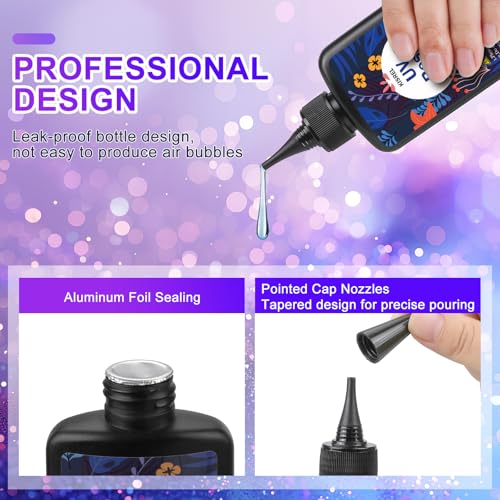 KISREL UV Resin with Light - 200g Upgraded Hard Type Crystal Clear Ultraviolet Curing UV Resin Kit, 8 Lamp Beads UV Light, Resin Kit with Light for Craft Jewelry Making - Image 2