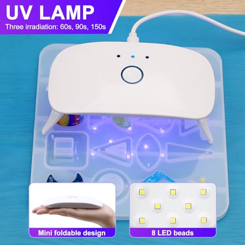 KISREL UV Resin with Light - 200g Upgraded Hard Type Crystal Clear Ultraviolet Curing UV Resin Kit, 8 Lamp Beads UV Light, Resin Kit with Light for Craft Jewelry Making - Image 3