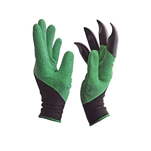 FreshDcart Gloves for Gardening Work – Heavy Duty Washable Gardening Gloves for Home Garden Use with ABS Claws on Right Hand Fingertips for Digging (Free Size, Green, Pack of 1) - Image 1