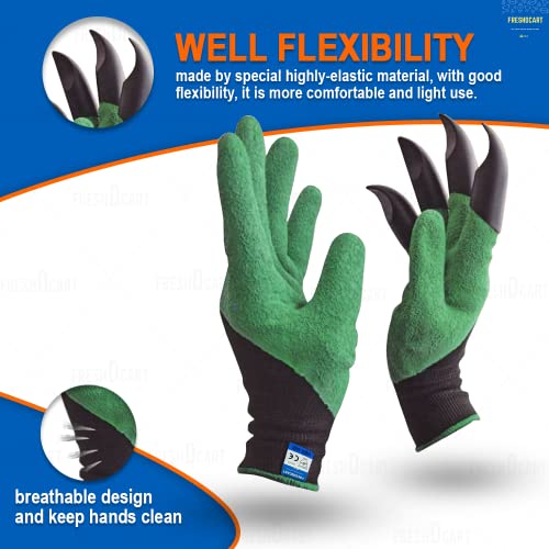 FreshDcart Gloves for Gardening Work – Heavy Duty Washable Gardening Gloves for Home Garden Use with ABS Claws on Right Hand Fingertips for Digging (Free Size, Green, Pack of 1) - Image 3