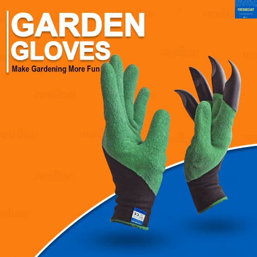 FreshDcart Gloves for Gardening Work – Heavy Duty Washable Gardening Gloves for Home Garden Use with ABS Claws on Right Hand Fingertips for Digging (Free Size, Green, Pack of 1) - Image 2