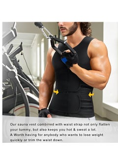 OUYoo Sauna Vest for Men with Waist Trainer Zipper Neoprene Sauna Sweat Suit Tank Top Workout Waist Trimmer Vest  - Image 2