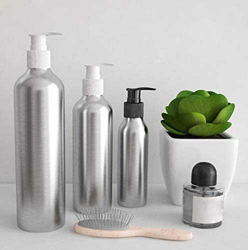 SYBL 3Pcs 4 Ounce Aluminum Lotion Pump Bottle with Black PP Pump Head Empty Cosmetic Sample Dispenser Container Jar for Makeup Cream Emulsion Bath Shower Gel Shampoo - Image 4