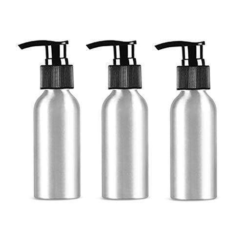 SYBL 3Pcs 4 Ounce Aluminum Lotion Pump Bottle with Black PP Pump Head Empty Cosmetic Sample Dispenser Container Jar for Makeup Cream Emulsion Bath Shower Gel Shampoo - Image 1