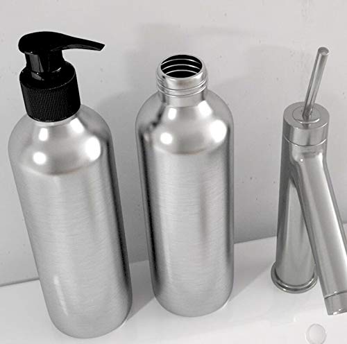 SYBL 3Pcs 4 Ounce Aluminum Lotion Pump Bottle with Black PP Pump Head Empty Cosmetic Sample Dispenser Container Jar for Makeup Cream Emulsion Bath Shower Gel Shampoo - Image 3