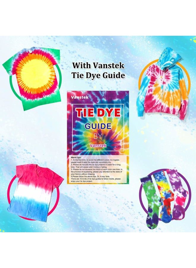 Vanstek Tie Dye DIY Kit, 24 Colours Tie Dye Shirt Fabric Dye for Women, Kids, Men, with Rubber Bands, Gloves, Plastic Film and Table Covers for Family Friends Summer Party Supplies - Image 4