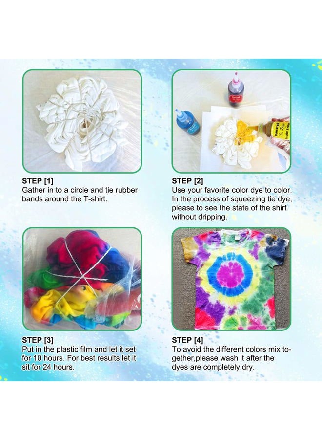 Vanstek Tie Dye DIY Kit, 24 Colours Tie Dye Shirt Fabric Dye for Women, Kids, Men, with Rubber Bands, Gloves, Plastic Film and Table Covers for Family Friends Summer Party Supplies - Image 3