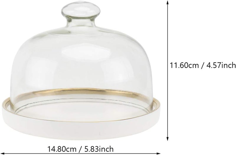 woobles Cake Stand Cover 1 Set Glass Dome with Ceramic Base Cloche Bell Jar Cake Display Tabletop Centerpiece for Dessert Cheese Pastries fro Kitchen White Cake Display Stand White - Image 2