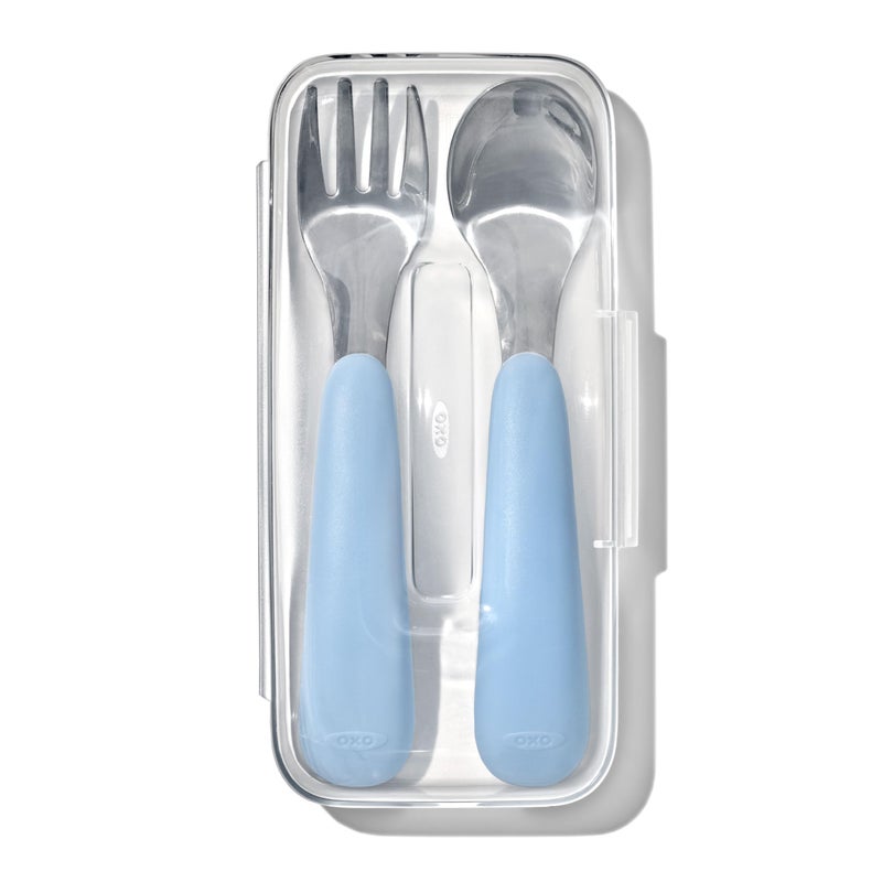 OXO Tot On-The-Go Fork and Spoon Set - Dusk - Image 1