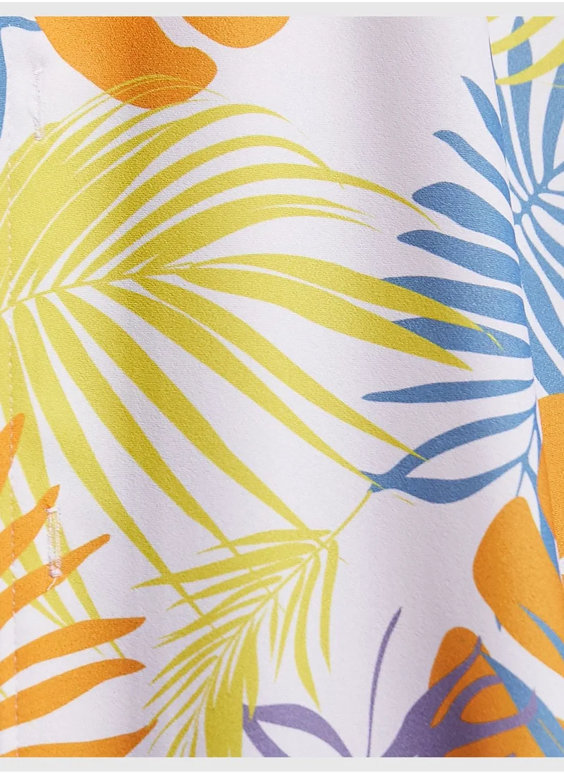 KOTON Leaf Patterned Short Sleeve Shirt