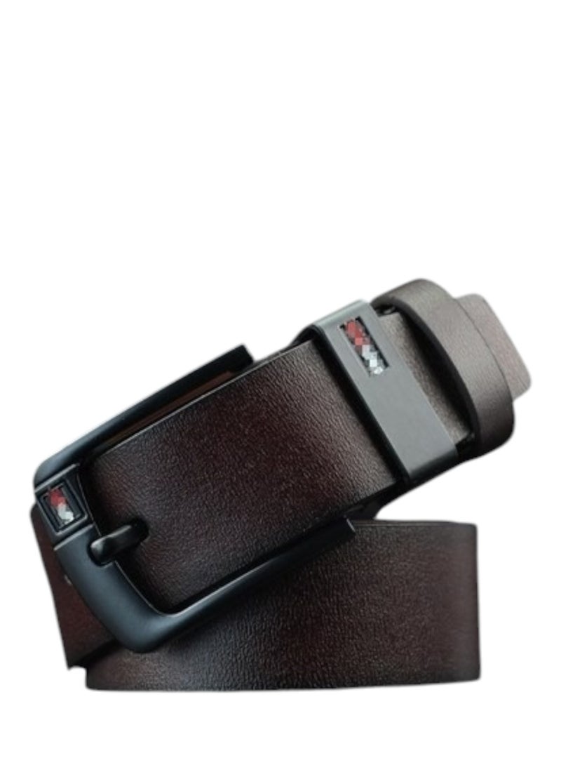 Vintage Leather Belt - Pin Buckle Distressed Finish - 120cm - Coffee