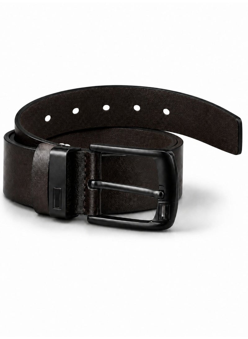 HASTE Vintage Leather Belt - Pin Buckle Distressed Finish - 120cm - Dark Brown - Image 3