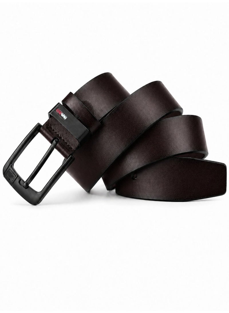 HASTE Vintage Leather Belt - Pin Buckle Distressed Finish - 120cm - Dark Brown - Image 2