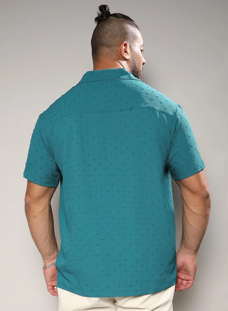 Instafab Plus  Self-Design Pom-Pom Shirt for Men | Best Price UAE