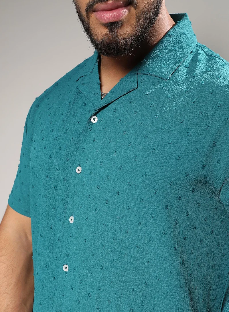 Instafab Plus  Self-Design Pom-Pom Shirt for Men | Best Price UAE