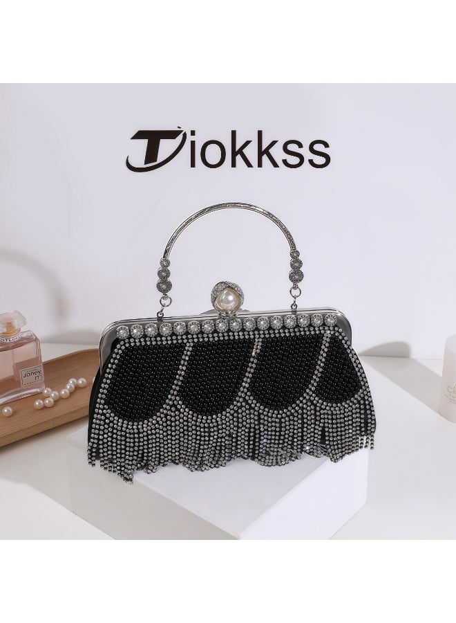 تيوكس كلتش مسائي مع حواف من الحجارة اللامعة واللؤلؤ - Image 1