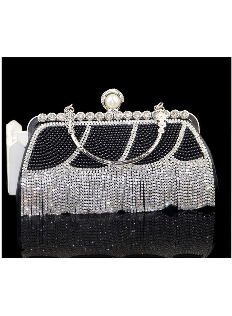 تيوكس كلتش مسائي مع حواف من الحجارة اللامعة واللؤلؤ - Image 2