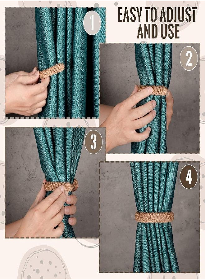 Dilunave Curtain Tiebacks Rustic Curtain Holdbacks Braided Curtain Ties Handmade Curtain Tiebacks for Home Office Light Weight Drapes Decoration Supplies (6 Pieces)  - Image 2