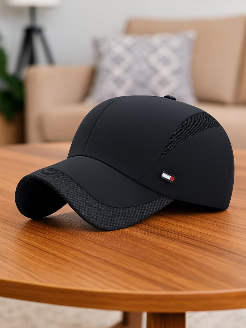 iSWEVEN Lightweight Mesh Cap for Men & Women | Breathable Sports Cap with Adjustable Buckle | Quick Dry Polyester Running Hat for Outdoor, Gym, Cycling, Hiking, Trekking (8005A, Black) - Image 3