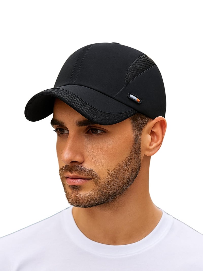 iSWEVEN Lightweight Mesh Cap for Men & Women | Breathable Sports Cap with Adjustable Buckle | Quick Dry Polyester Running Hat for Outdoor, Gym, Cycling, Hiking, Trekking (8005A, Black) - Image 1