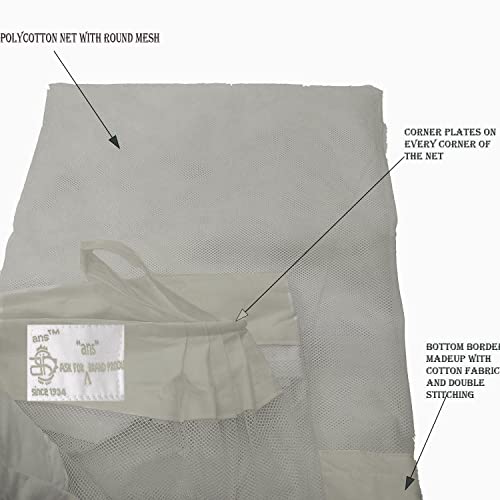ans Double Bed Polycotton Mosquito net Super Soft Net Fabric Highly Durable and Long Lasting Quality(6.5 ft x 6.5 ft, White) Cotton Border on top and Bottom - Image 5