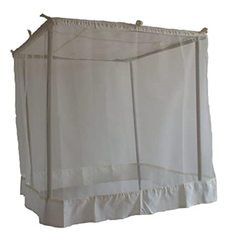 ans Double Bed Polycotton Mosquito net Super Soft Net Fabric Highly Durable and Long Lasting Quality(6.5 ft x 6.5 ft, White) Cotton Border on top and Bottom - Image 4