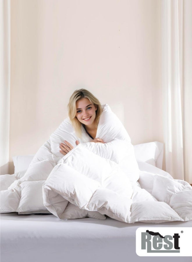 ريست لحاف سرير مضاد للميكروبات من الألياف الدقيقة البيضاء طوال الموسم، لحاف مبطن فاخر للنوم ومخيط (135 × 200 سم) - Image 3