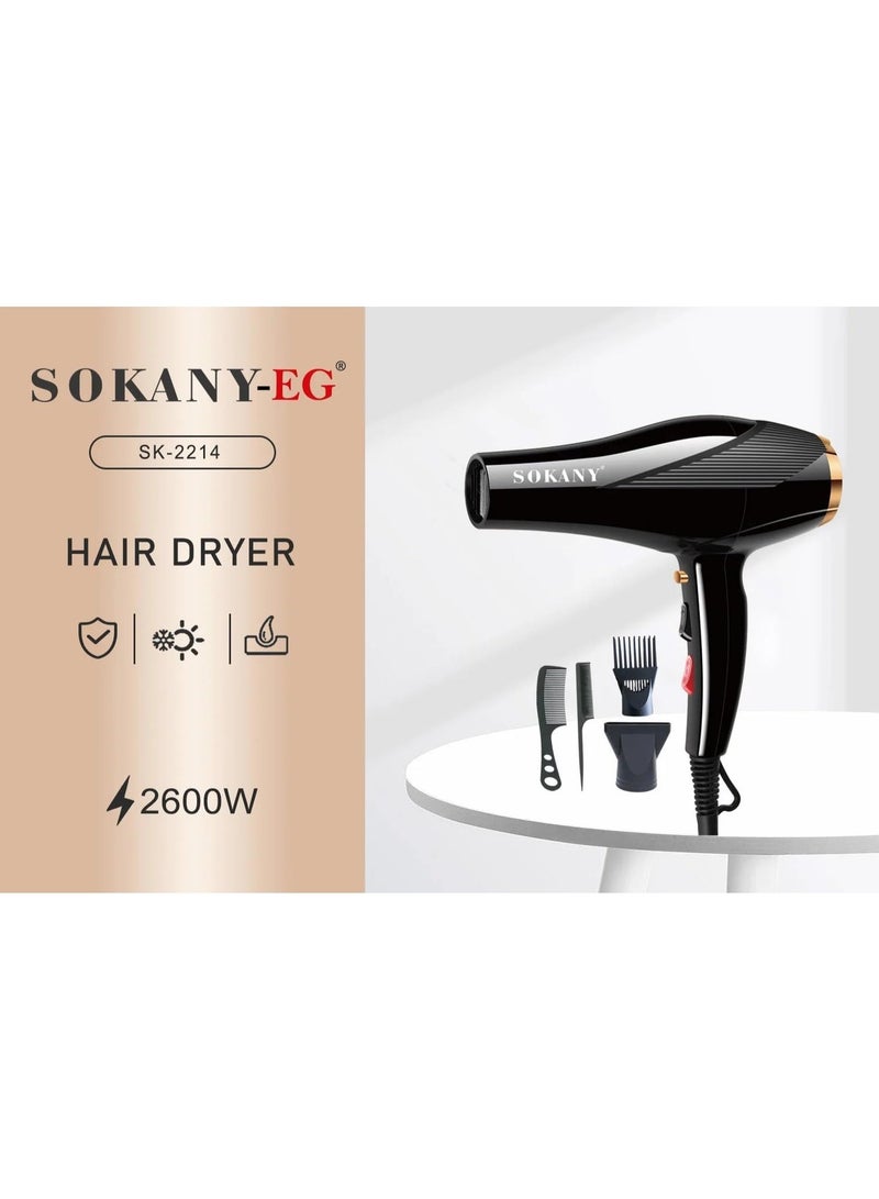 Sokany SK-2214 2600W 4-In-1 Professional Hair Dryer, Black - Image 2