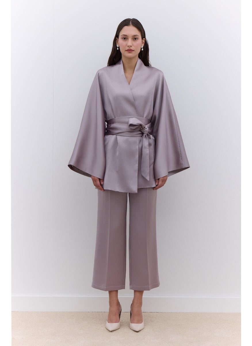 Manuka Satin Straight Leg Trousers Mink  - Image 1