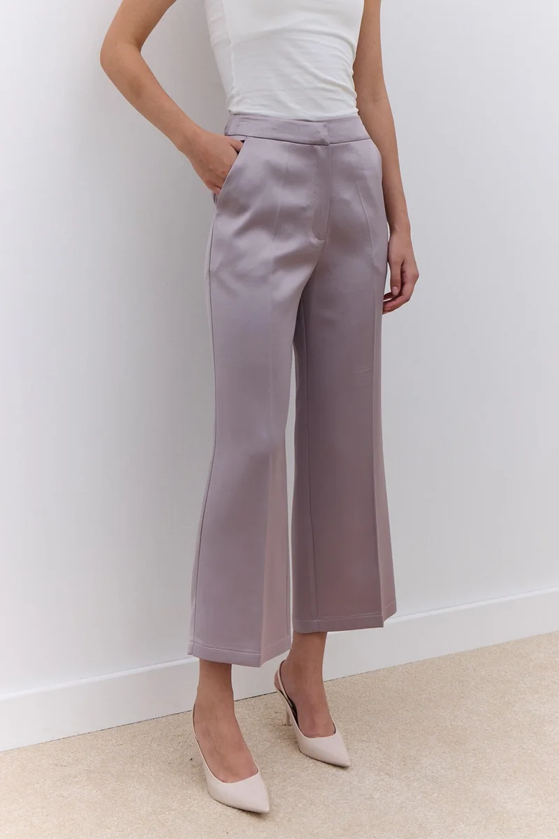 Manuka Satin Straight Leg Trousers Mink
