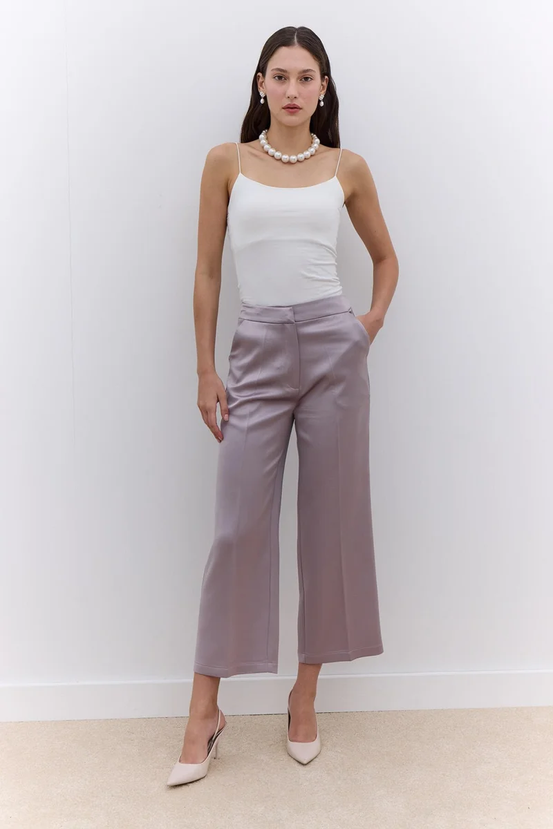 Manuka Satin Straight Leg Trousers Mink