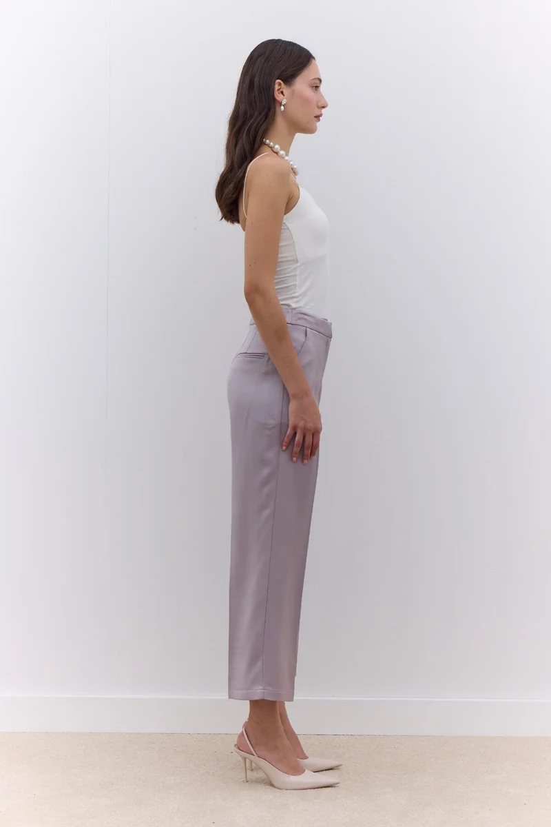 Manuka Satin Straight Leg Trousers Mink