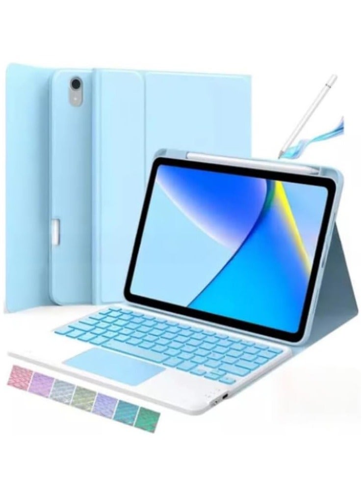 Backlit Keyboard Case for iPad 11th Generation (A16) 11-inch (2025), Leather Case with Pencil Holder and Pencil, Detachable Wireless Trackpad Keyboard
